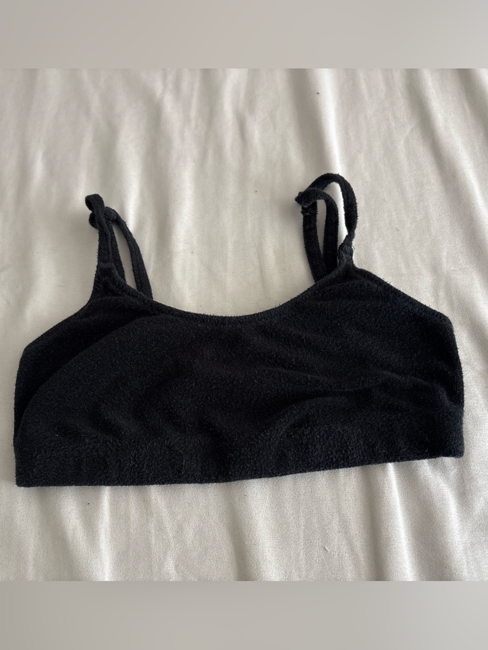 PacSun Black Fuzzy Bralette - Soft Strappy Crop
